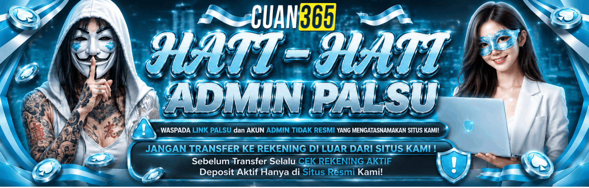 Banner Peringatan Hati-Hati Link Palsu CUAN365